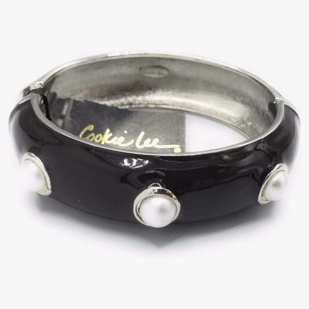 Nwt- Cookie Lee Hinged Black Bangle Bracelet